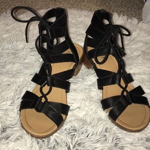 Black Sandals with small heel.
